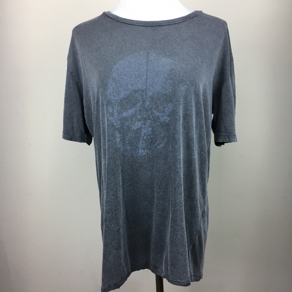 Brandy Melville Tops - Brandy melville faded skull gray stone wash ITALY MODAL COTTON super soft shirt